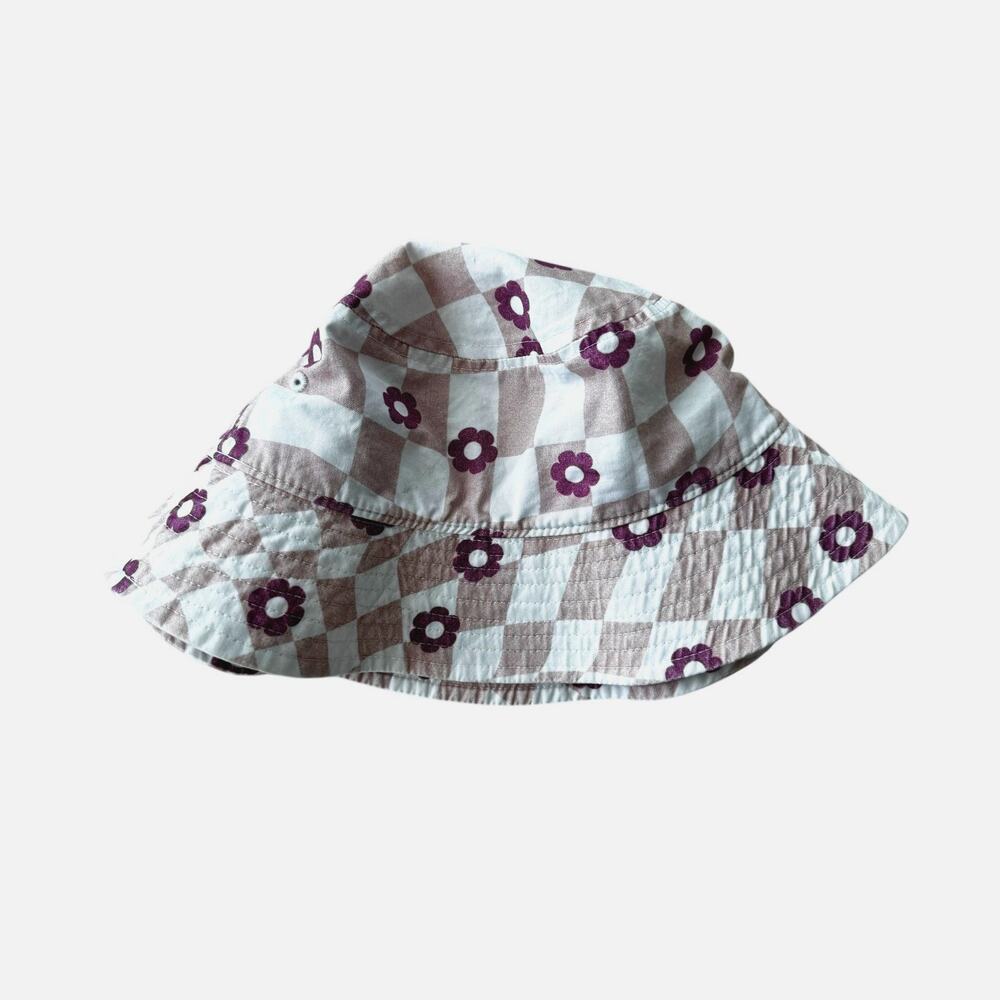 mighty fine pink checkerboard retro vintage inspired bucket hat pink floral